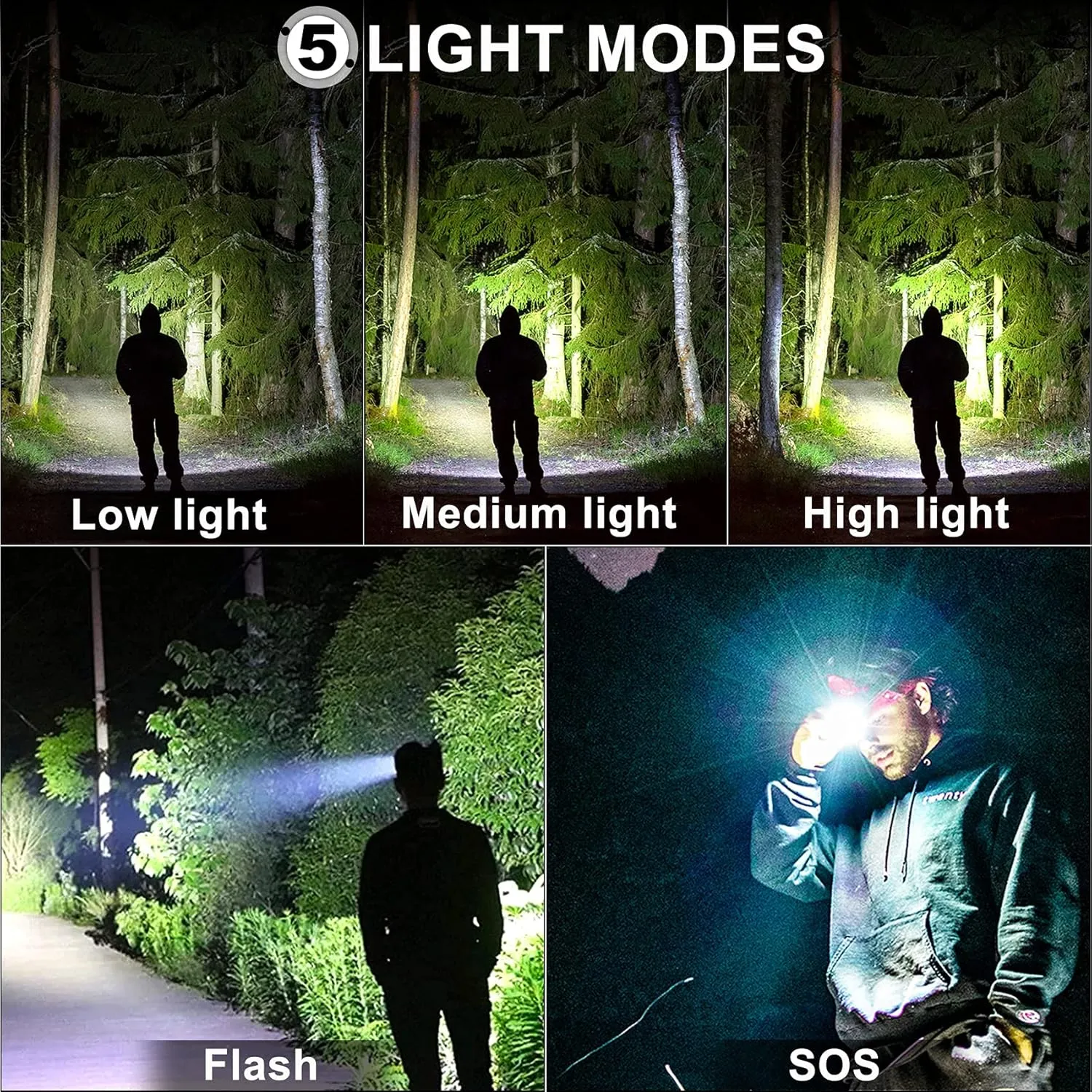 BUD K LED Headlamp USB Rechargeable, Head Lamp XHP70 Super Bright 6000 High Lumen with 5 Modes, Batteries Included, Zoomable, Waterproof Headlight for Camping Hunting Running Fishing Biking