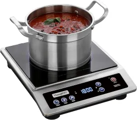 ChangBERT Induction Cooktop, Commercial Grade Portable Cooker, Large 8 Heating Coil, 18/10 Stainless Steel Countertop Burner with NSF Certified, 10 Hours Timer, Powerful 1800W Professional Hot Plate
