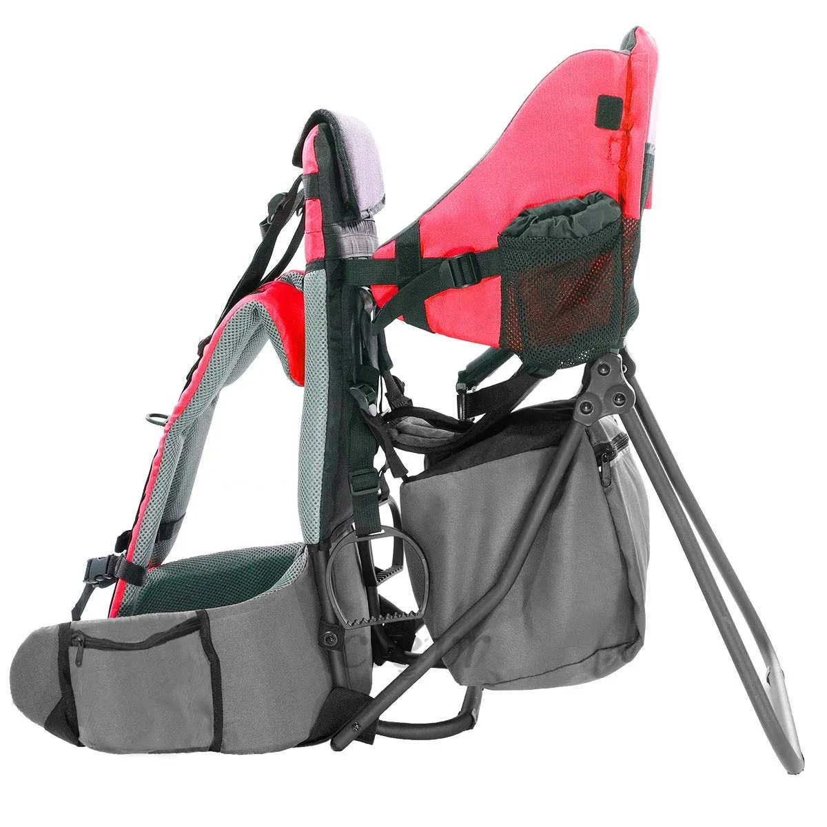 ClevrPlus Cross Country Baby Backpack Carrier, Red, Toddler Hiking Backpack with Comfortable Seat, Adjustable Straps & Belt, Foldable Frame Lightweight Large Capacity Child Carrier for Outdoor