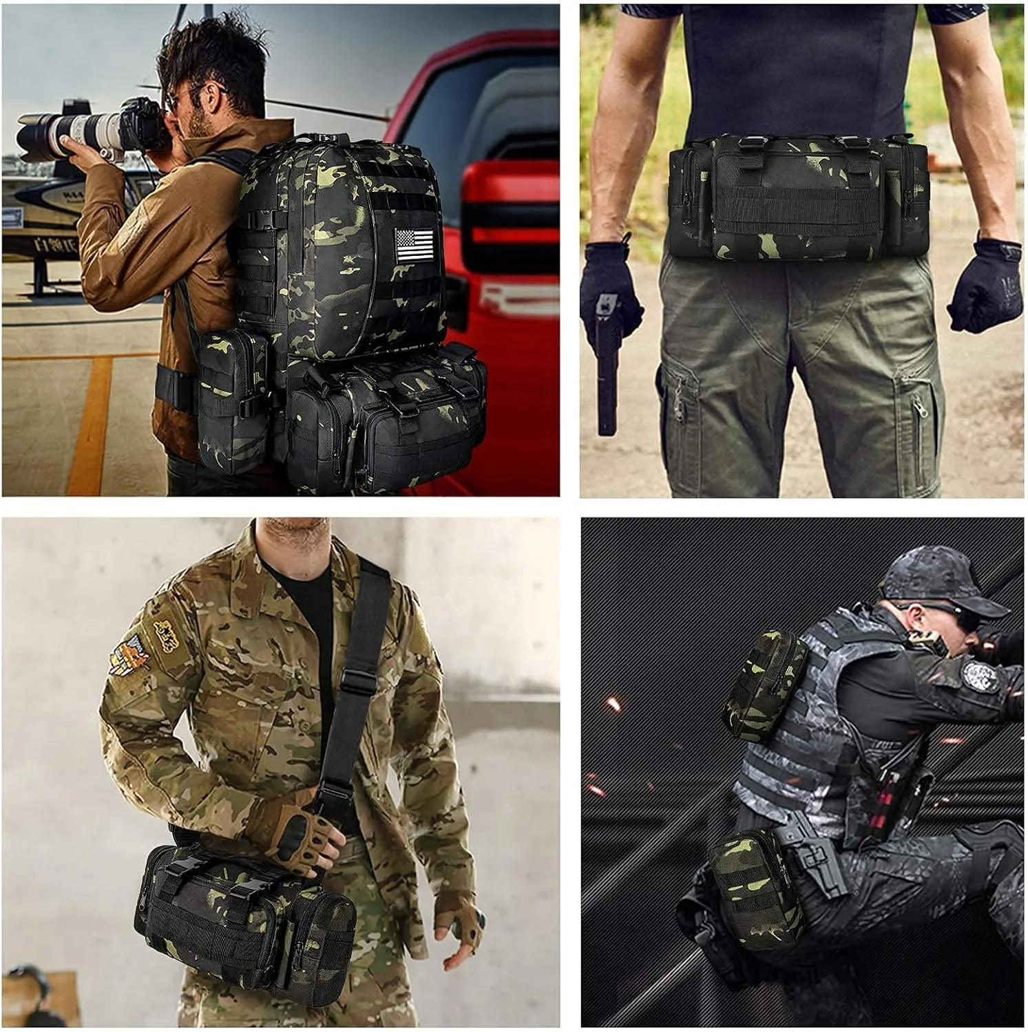 CVLIFE Tactical Backpack Military Army Rucksack 60L Large Assault Pack Detachable Molle Bag
