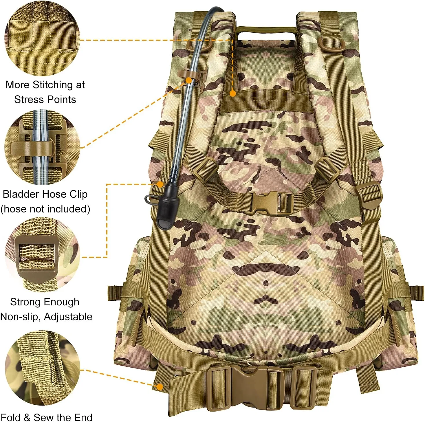 CVLIFE Tactical Backpack Military Army Rucksack 60L Large Assault Pack Detachable Molle Bag