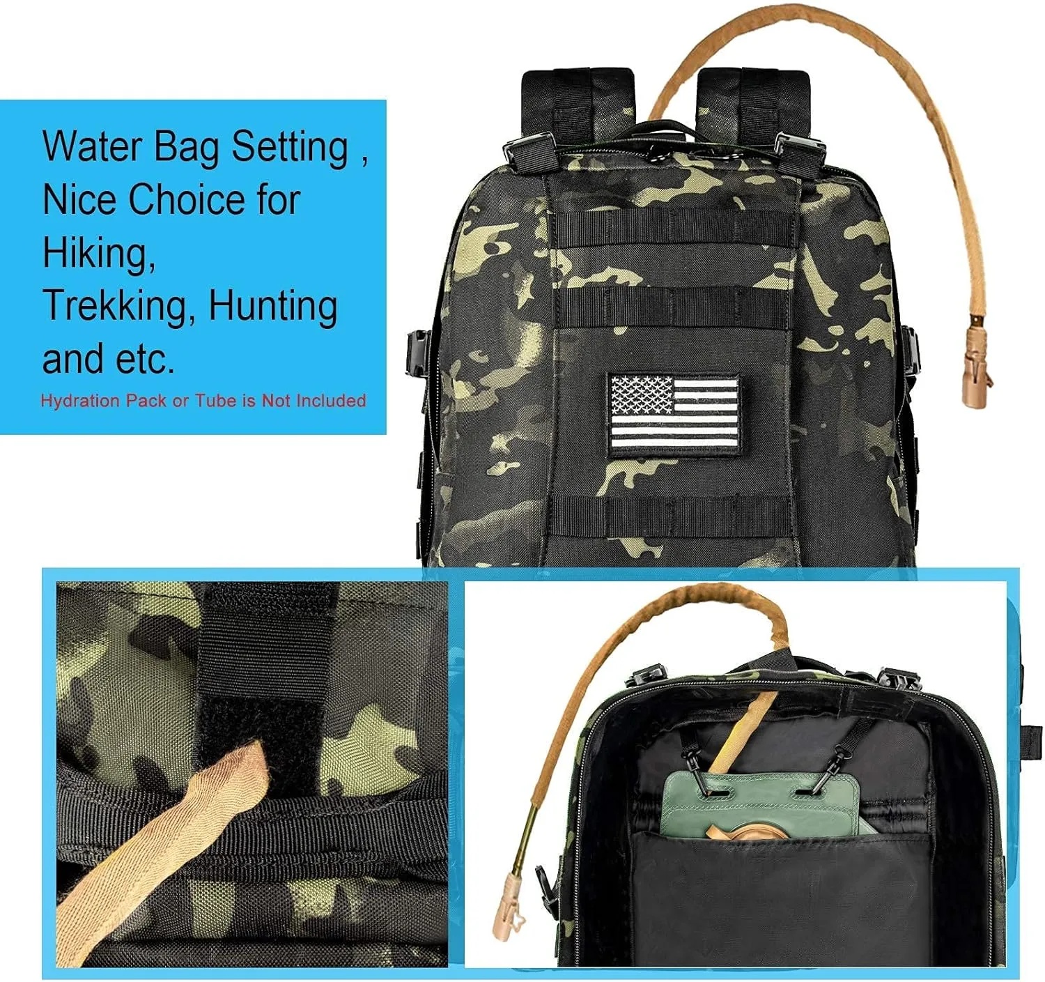 CVLIFE Tactical Backpack Military Army Rucksack 60L Large Assault Pack Detachable Molle Bag