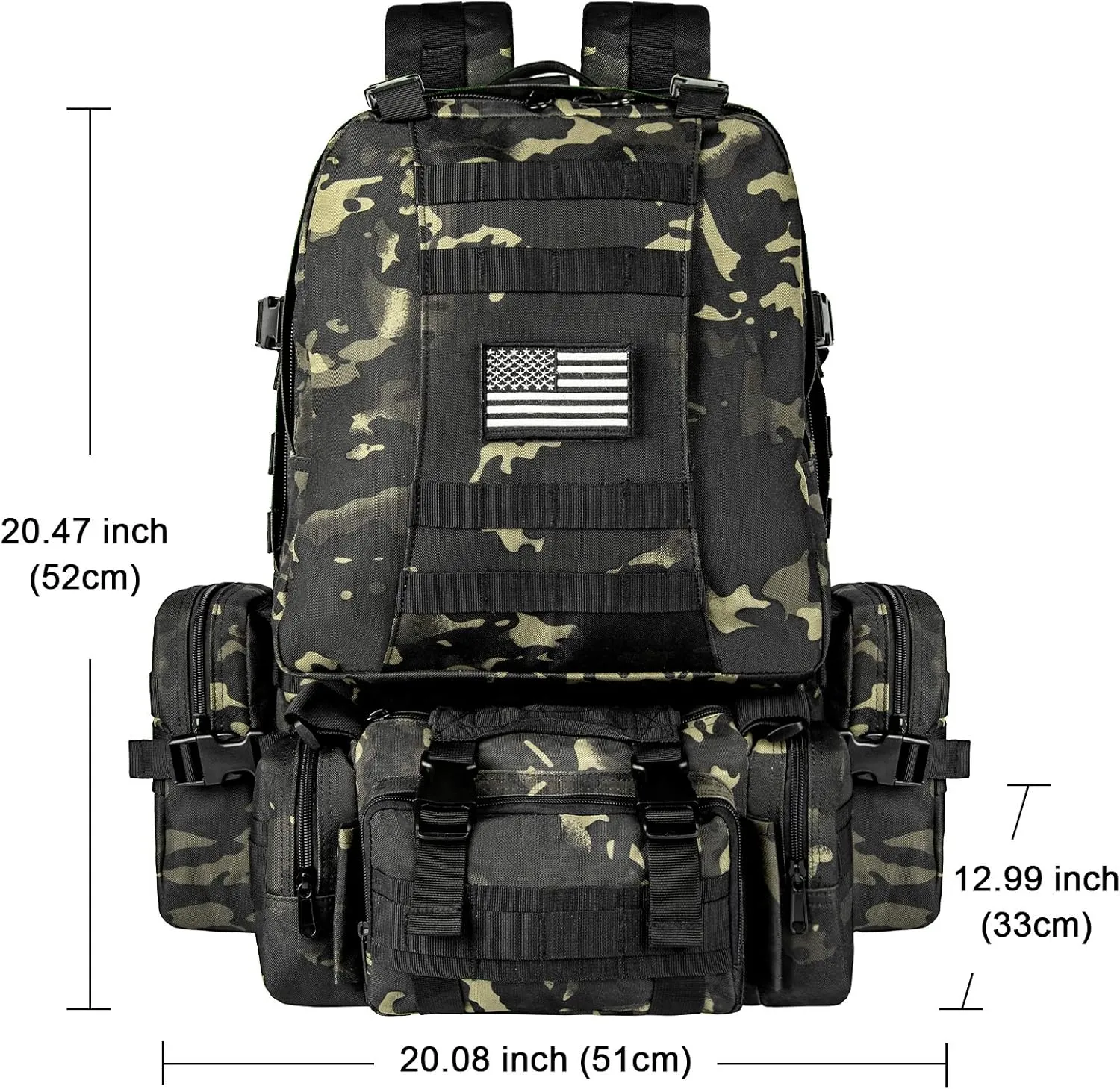 CVLIFE Tactical Backpack Military Army Rucksack 60L Large Assault Pack Detachable Molle Bag