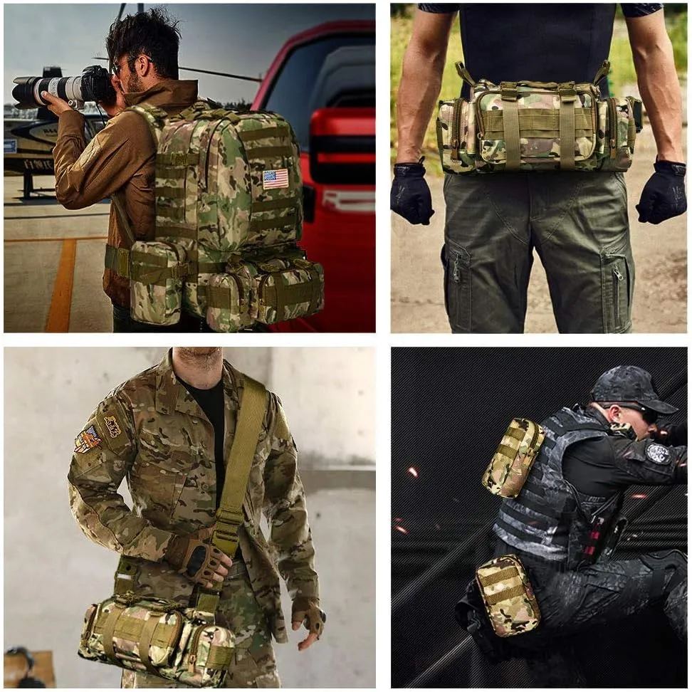 CVLIFE Tactical Backpack Military Army Rucksack 60L Large Assault Pack Detachable Molle Bag