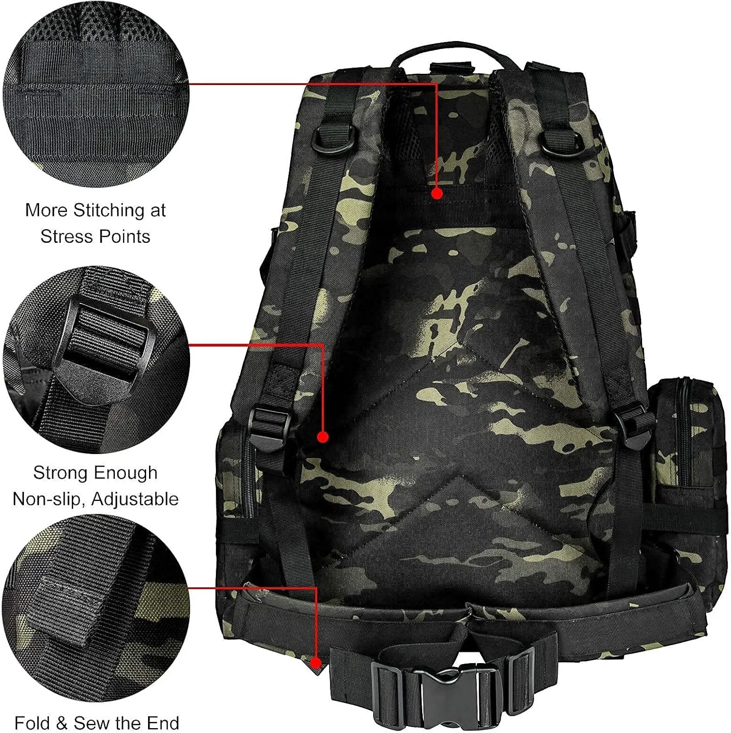 CVLIFE Tactical Backpack Military Army Rucksack 60L Large Assault Pack Detachable Molle Bag