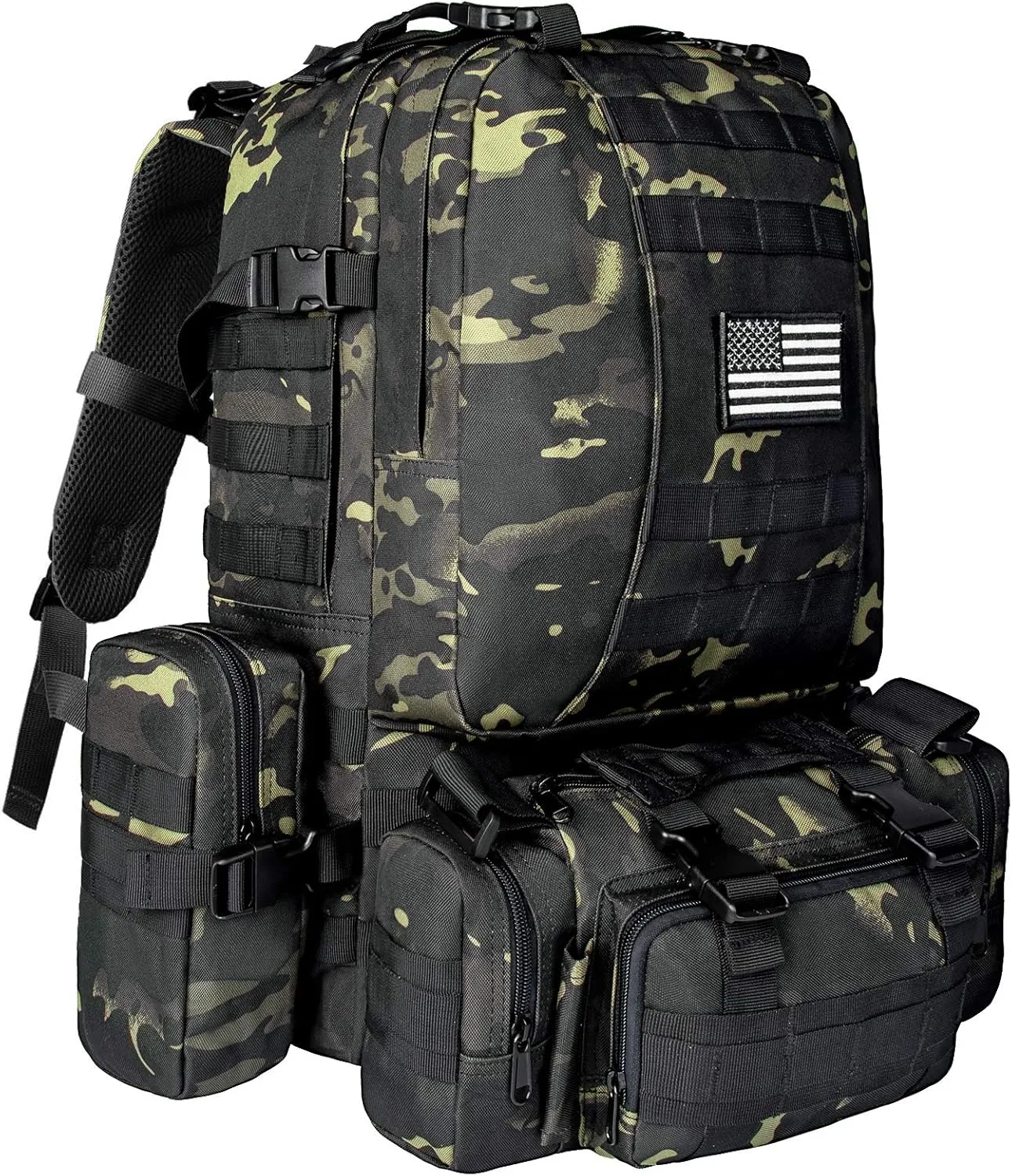 CVLIFE Tactical Backpack Military Army Rucksack 60L Large Assault Pack Detachable Molle Bag