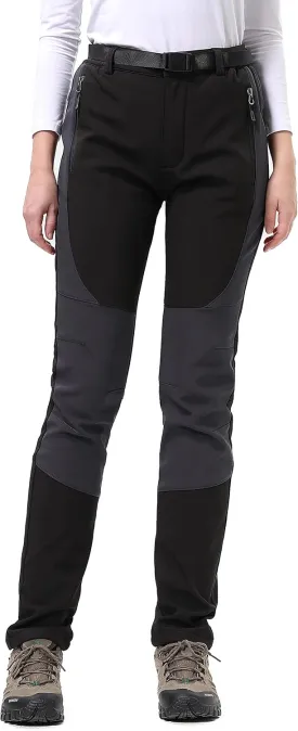 DAFENGEA Women's Snow Ski Pants Fleece Hiking Waterproof Windproof Softshell Outdoor Snowboard Pants