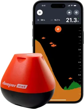 Deeper Start Smart Fish Finder - Portable Fish Finder and Depth Finder for Recreational Fishing from Dock, Shore, Bank or Kayak | Castable Deeper Fish Finder with Free User Friendly App