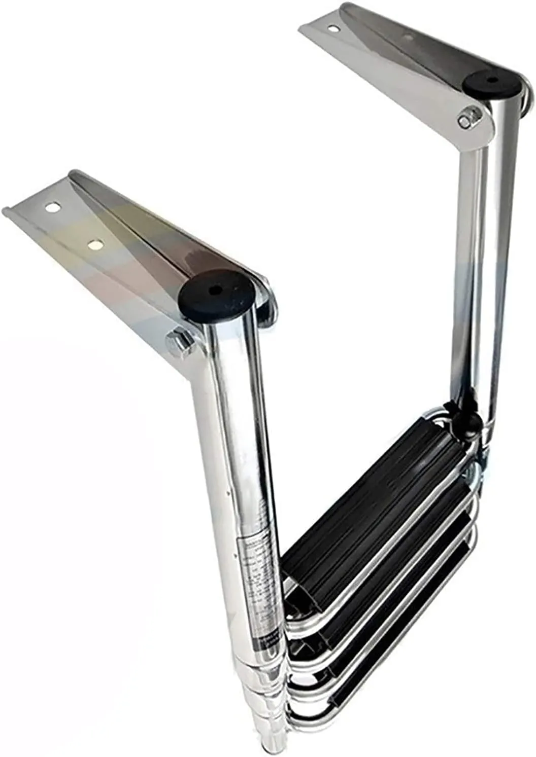Dock Boat Ladders Folding 4 Steps Boat Ladder, Heavy Duty Stainless Steel Telescoping Rear Entry Inboard Ladder with Pedal, for Deck Swimming Boarding Ladder