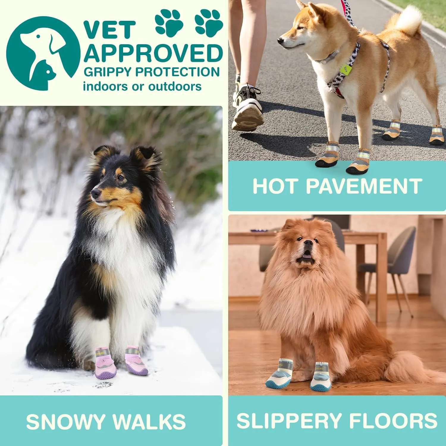 Dog Shoes for Large Dogs, Medium Dog Boots & Paw Protectors for Winter Snow, Breathable Dog Booties for Hot Pavement, Hardwood Floors Purple Size 7