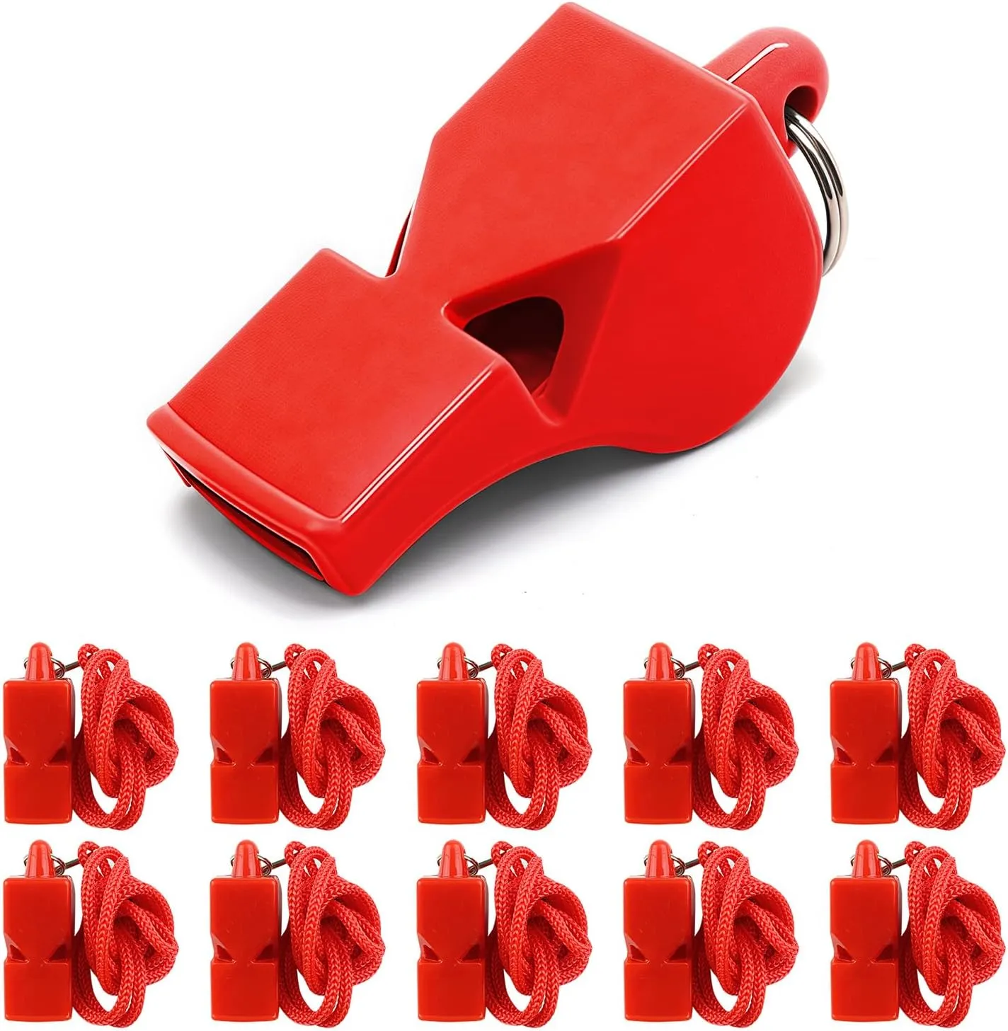 Emergency Whistles with Lanyard Red Safety Whistle for Lifeguard Outdoor Emergency Camping Hiking Boating Loud Signaling Whistles