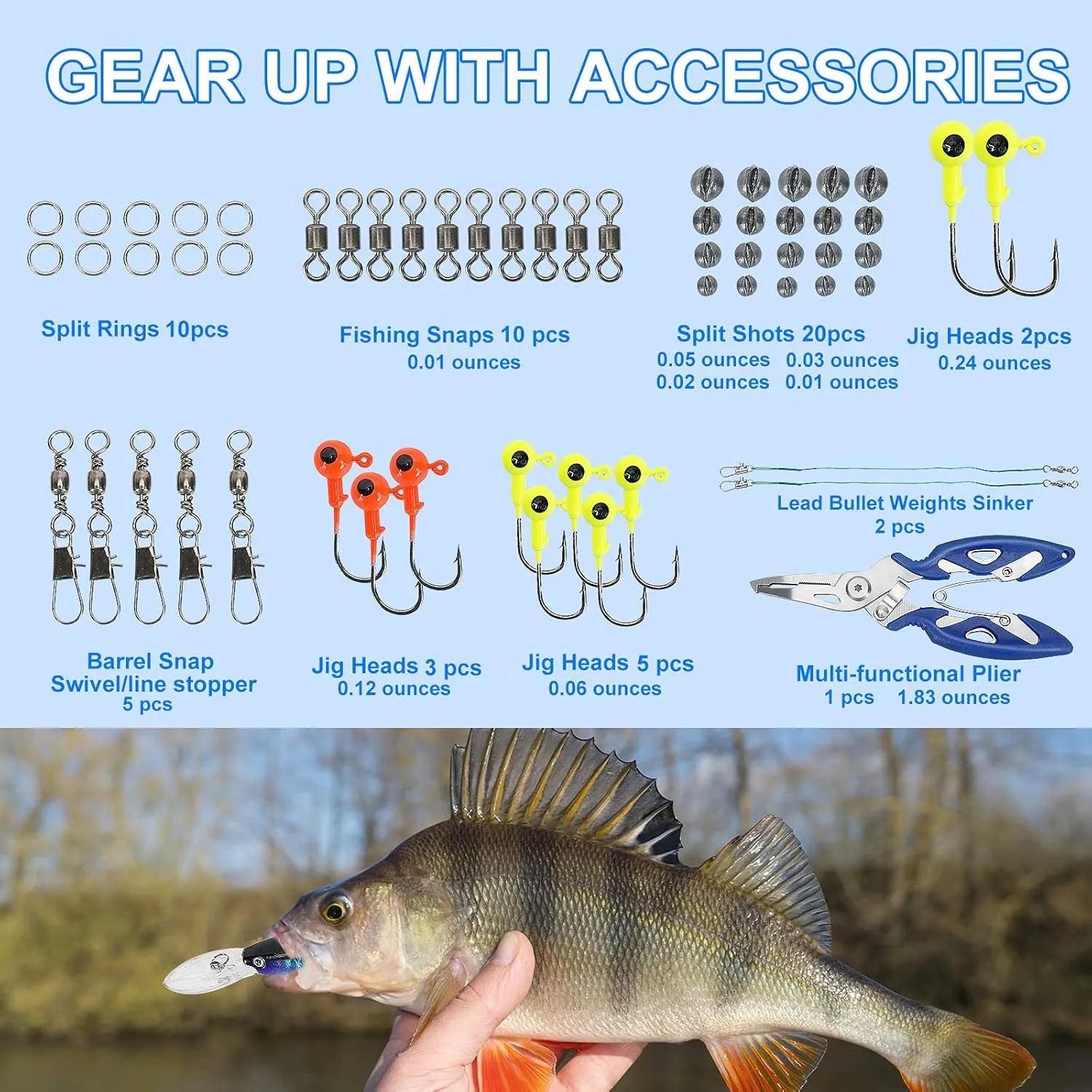 Fishing Lures Tackle Box Bass Kit, Including Animated Lure,Crankbaits,Spinnerbaits,Soft Plastic Worms, Topwater Lures,Hooks,Saltwater & Freshwater Fishing Gear for Bass,Trout, Salmon.