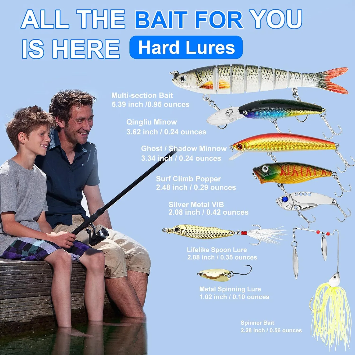 Fishing Lures Tackle Box Bass Kit, Including Animated Lure,Crankbaits,Spinnerbaits,Soft Plastic Worms, Topwater Lures,Hooks,Saltwater & Freshwater Fishing Gear for Bass,Trout, Salmon.