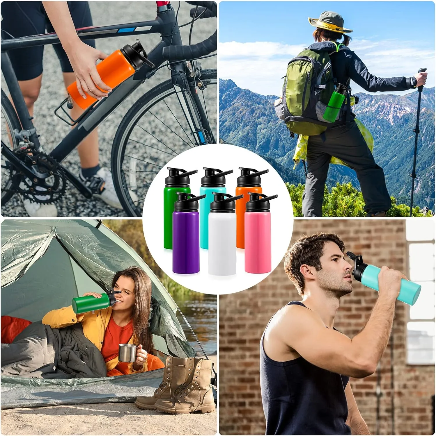 Foaincore 24 Pcs Water Bottles Bulk Aluminum 17 oz Metal Sports Gym Hiking Reusable Bottles Gift for Kids Christian Charity Donation Supplies Samaritan's Purse Operation Christmas