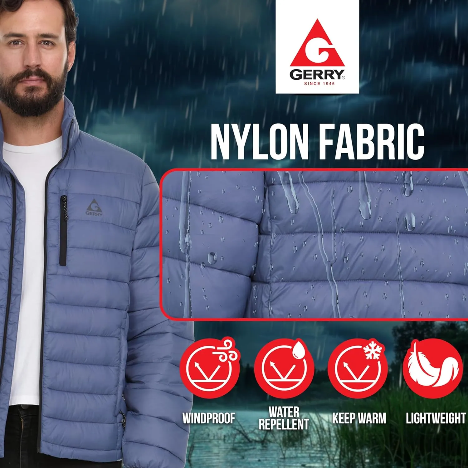 Gerry Packable Puffer Jacket Men, Warm Lightweight Winter Jackets for Men