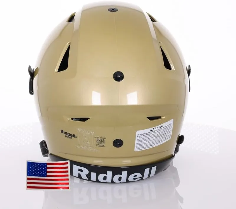Green Gridiron - Riddell SpeedFlex Adult w/Light Gray SF-2BD Facemask   Chrome US Helmet Flag Decal