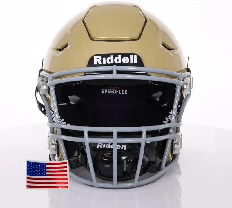 Green Gridiron - Riddell SpeedFlex Adult w/Light Gray SF-2BD Facemask   Chrome US Helmet Flag Decal