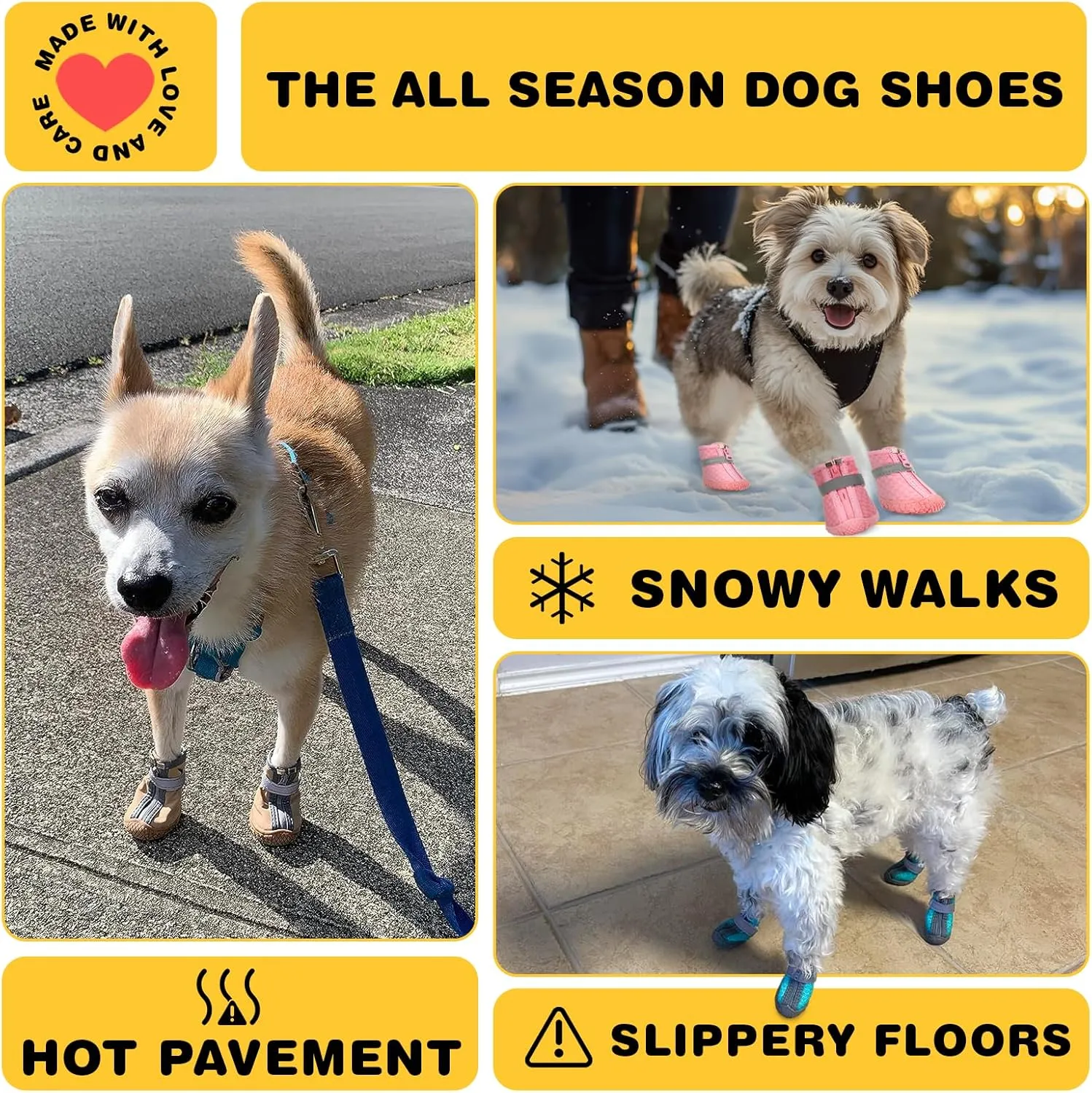 Hcpet Dog Shoes for Small Dogs, Dog Boots & Paw Protectors for Hot Pavement Winter Snow Hiking, Anti-Slip Dog Booties for Hardwood Floor Pink Size 2