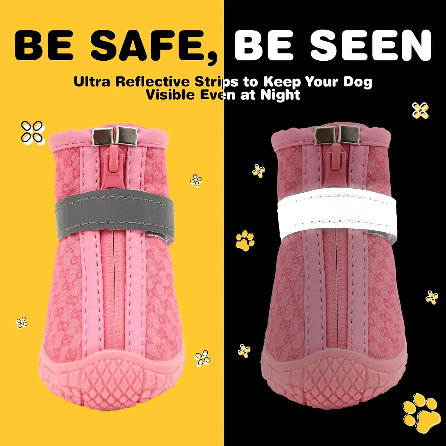 Hcpet Dog Shoes for Small Dogs, Dog Boots & Paw Protectors for Hot Pavement Winter Snow Hiking, Anti-Slip Dog Booties for Hardwood Floor Pink Size 2