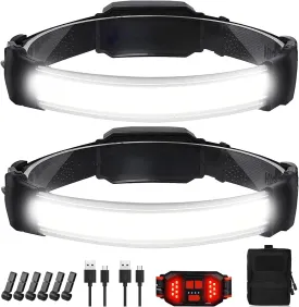 Headlamp Rechargeable,Ultra Bright Upgrade 1500 Lumens 6 Modes Head Lamp Led Rechargeable with Taillight(Individual Control),230Wide Beam Waterproof Headlamps for Adults Outdoor Camping Running