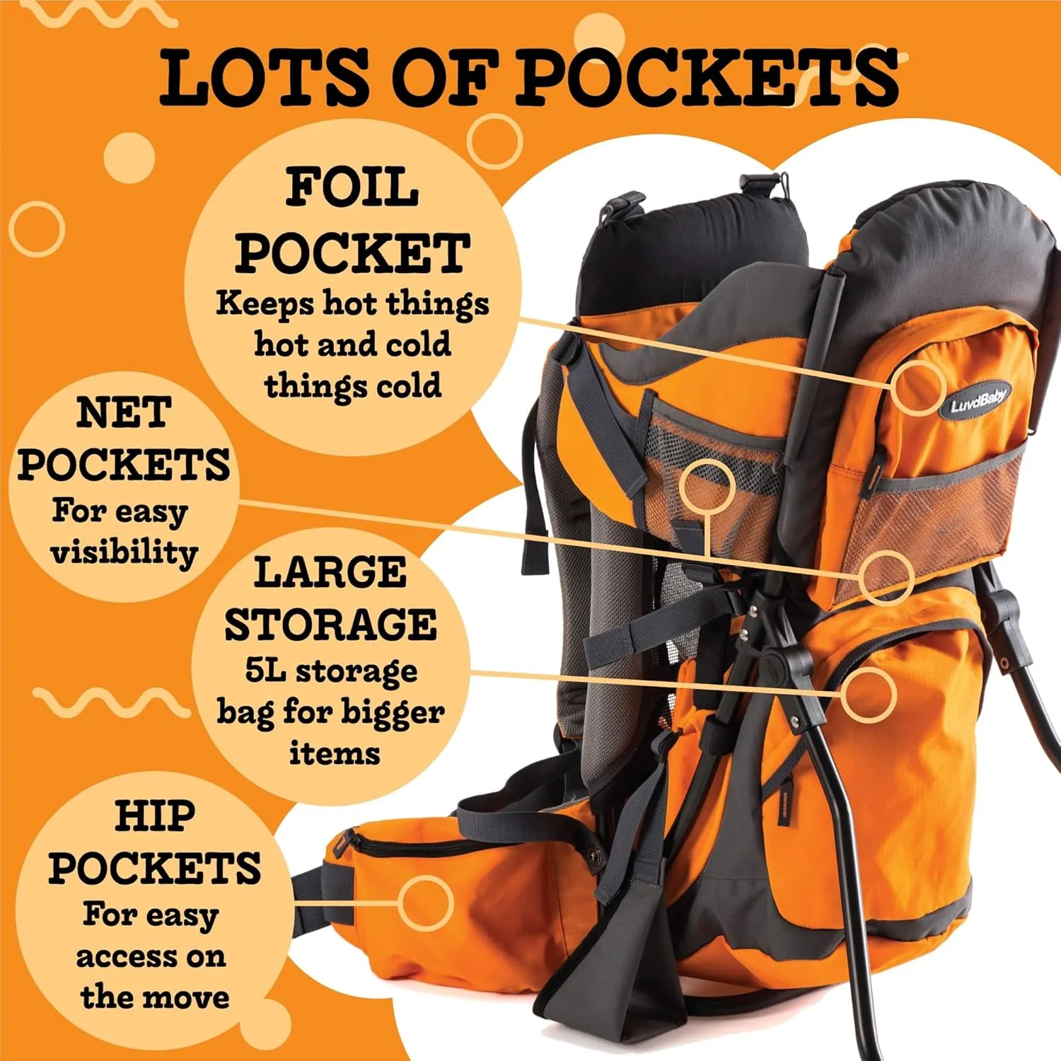 Hiking Baby Carrier Backpack - Comfortable Toddler/Baby Backpack Carrier System with Diaper Change Pad, Insulated Pocket   Rain and Sun Hood to Protect Your Child