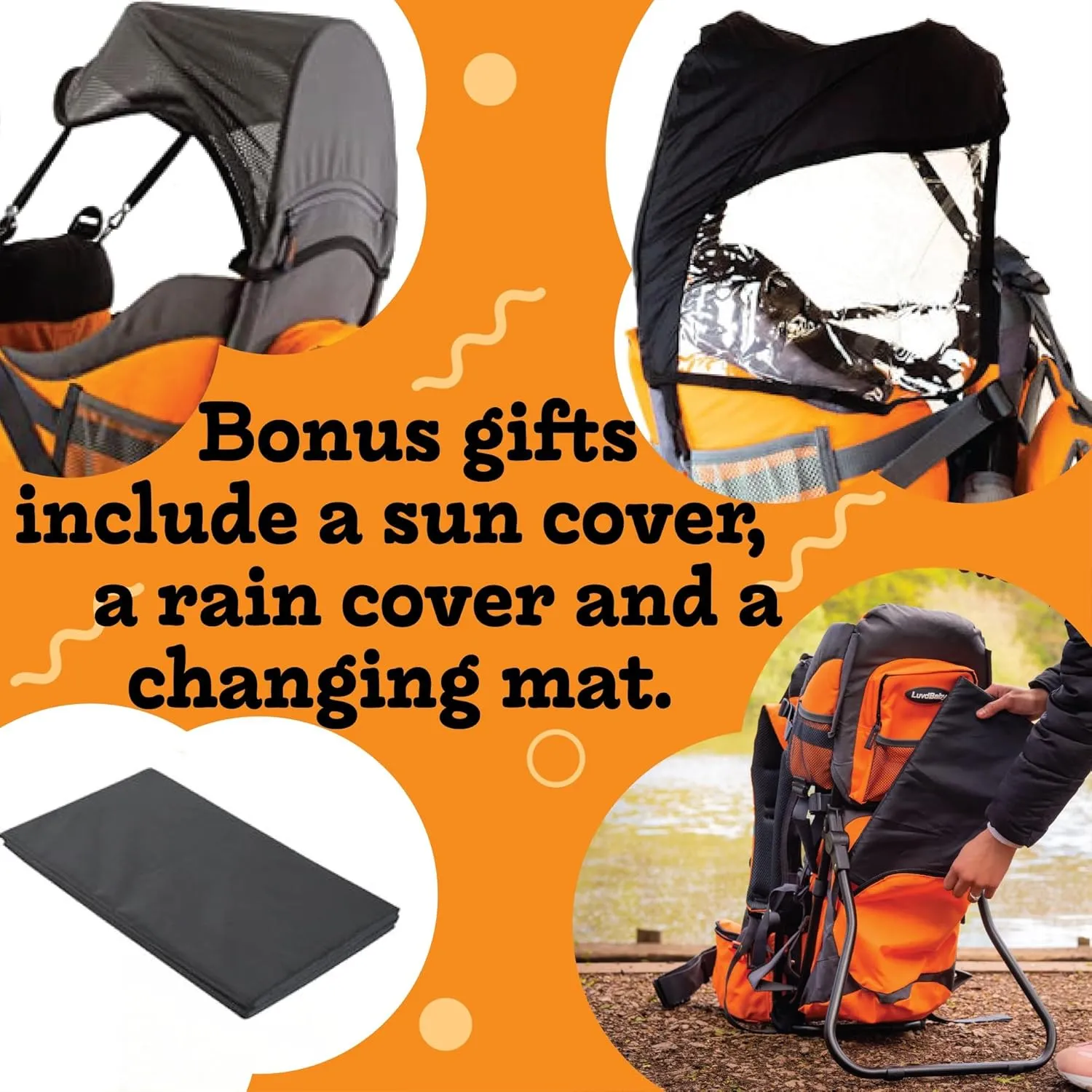 Hiking Baby Carrier Backpack - Comfortable Toddler/Baby Backpack Carrier System with Diaper Change Pad, Insulated Pocket   Rain and Sun Hood to Protect Your Child