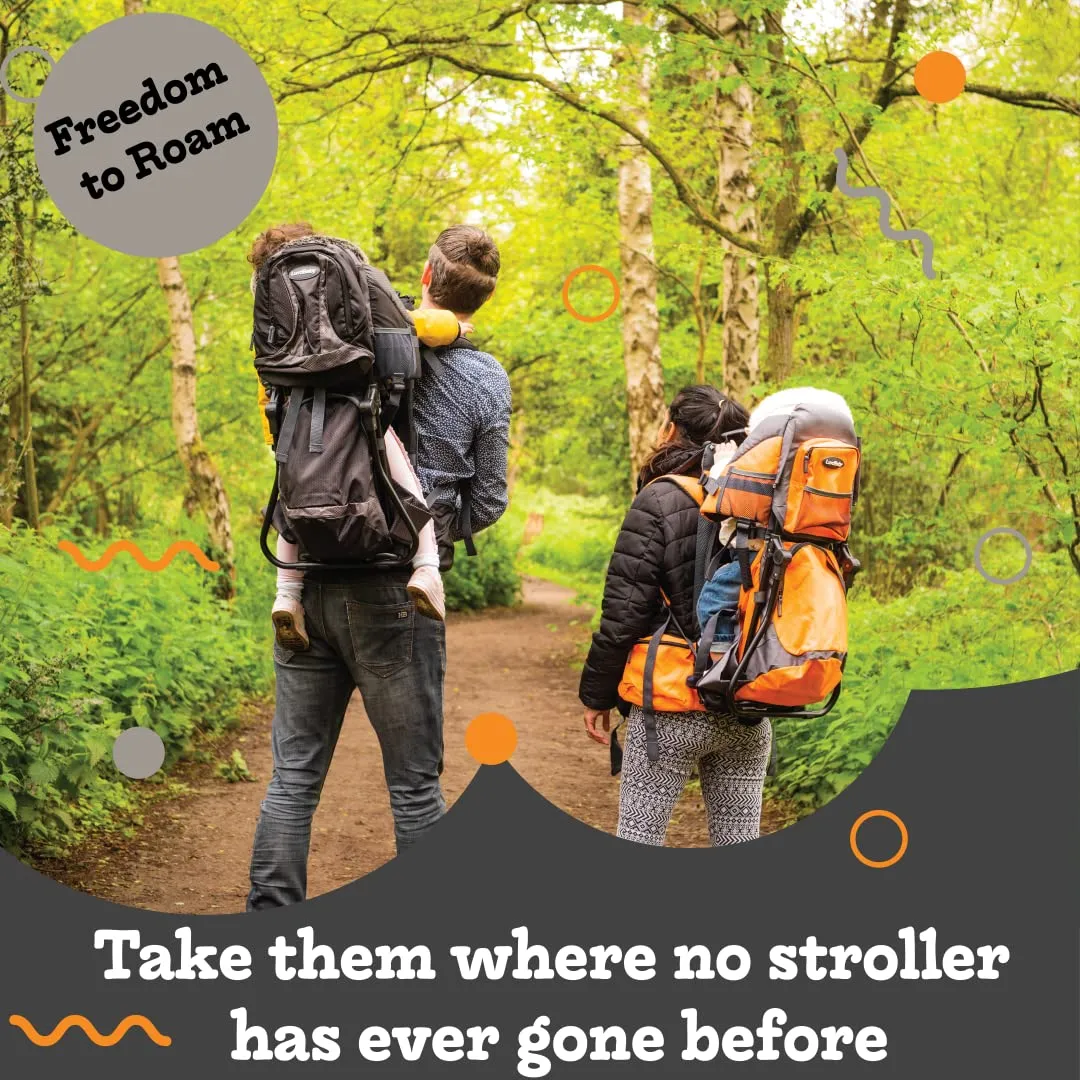 Hiking Baby Carrier Backpack - Comfortable Toddler/Baby Backpack Carrier System with Diaper Change Pad, Insulated Pocket   Rain and Sun Hood to Protect Your Child