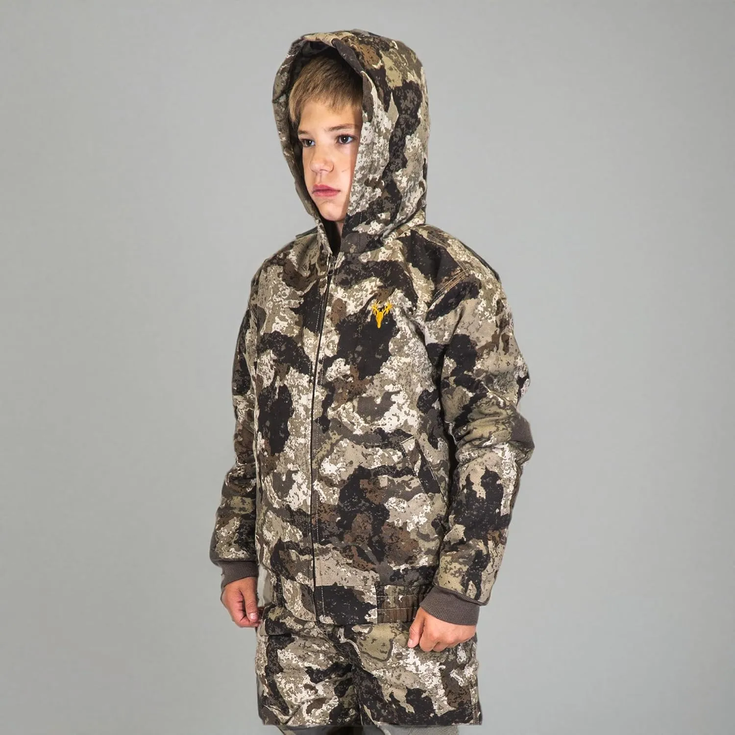 HOT SHOT Youth Insulated Twill Camo Hunting Jacket, Insulated Boy's Winter Coat, Ultra Quiet Camouflage Kids Hunting Gear