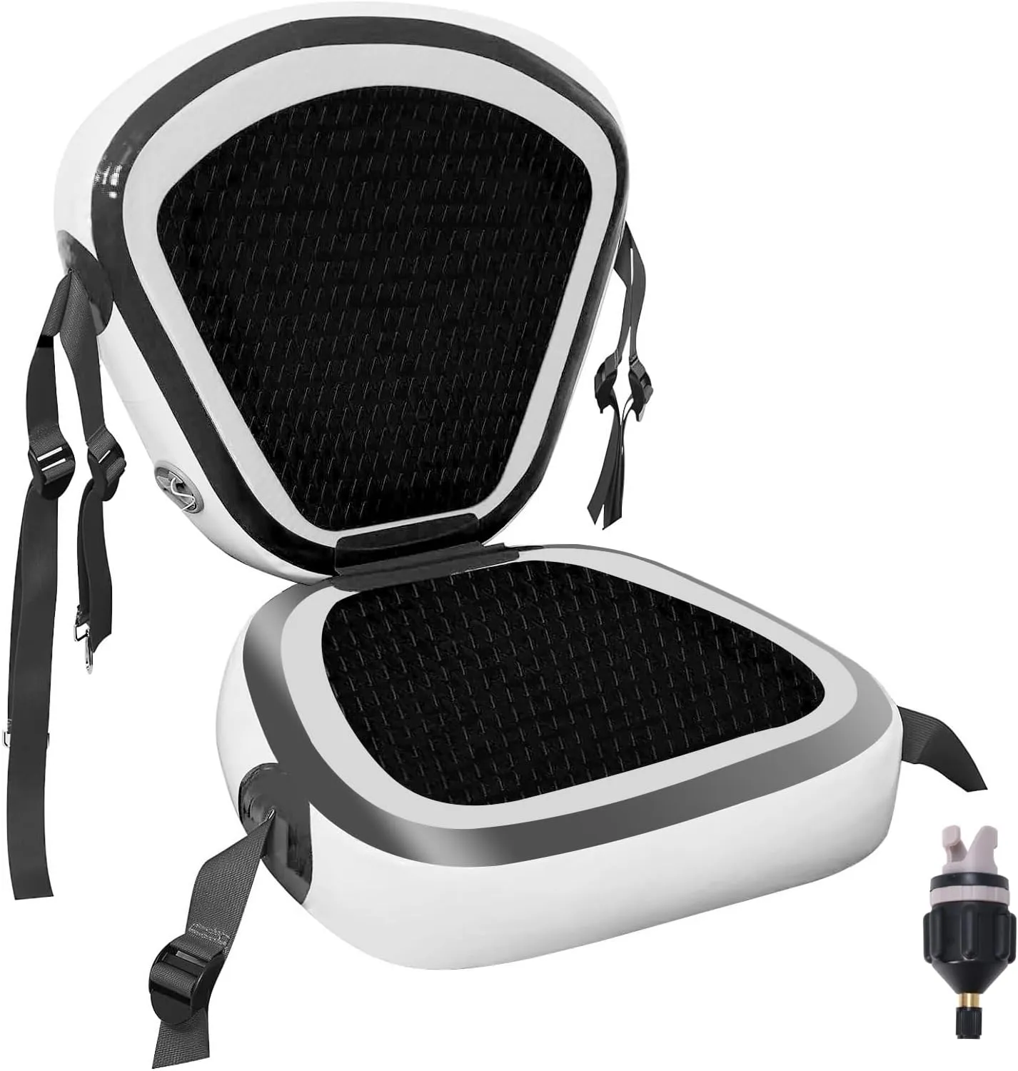 Inflatable Kayak Seat with Back Support, Universal Inflatable Paddle Board Seat Comfortable Detachable - Adjustable SUP Seat for Kayaks, Rowboats, Fishing Boats, Drifting Boats Black