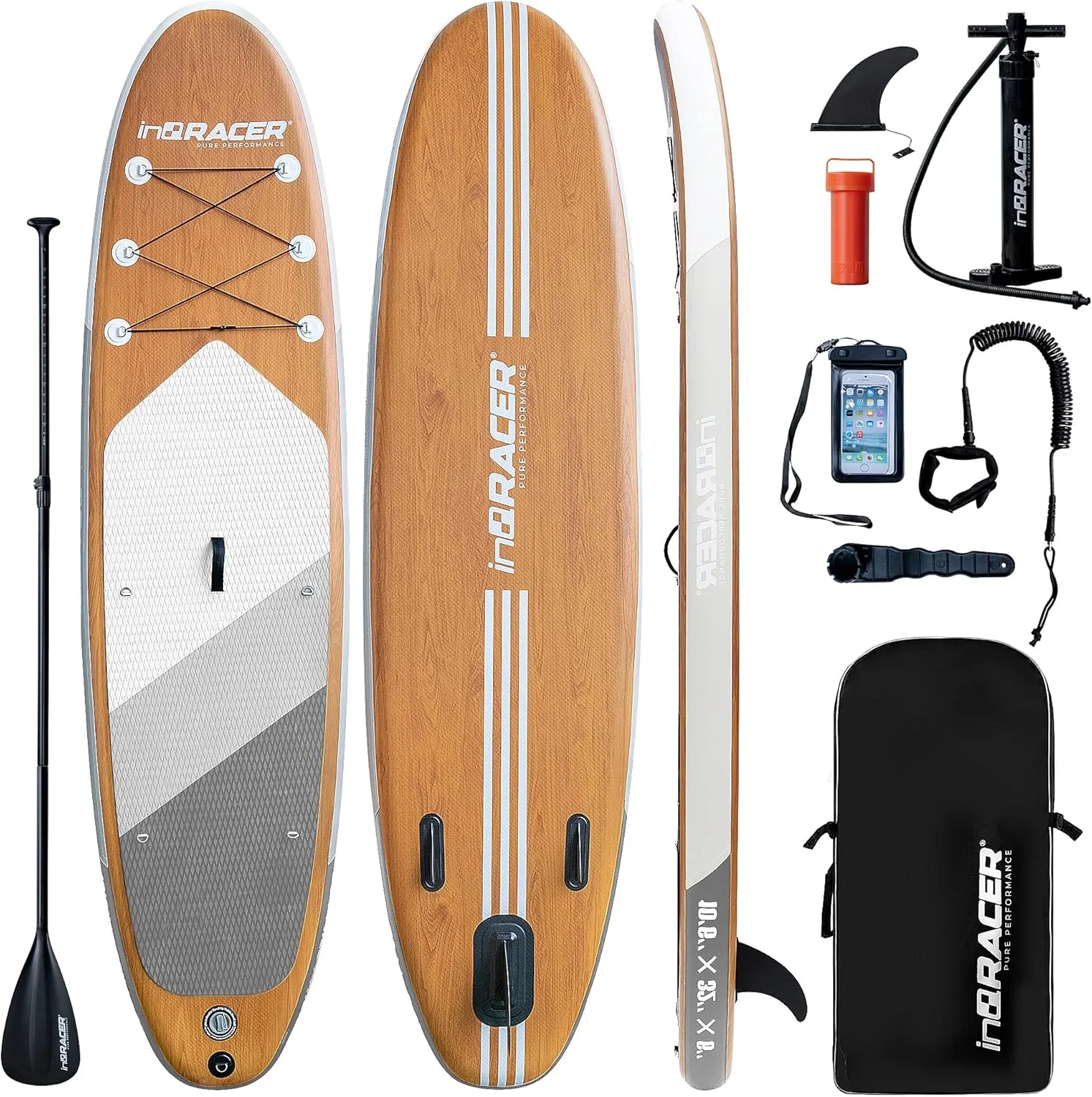 Inflatable Paddle Board 10'6"/11' ISUP for Adults with Free Premium SUP Accessories & Backpack, Non-Slip Deck. Bonus Waterproof Bag, Leash, Paddle and Hand Pump