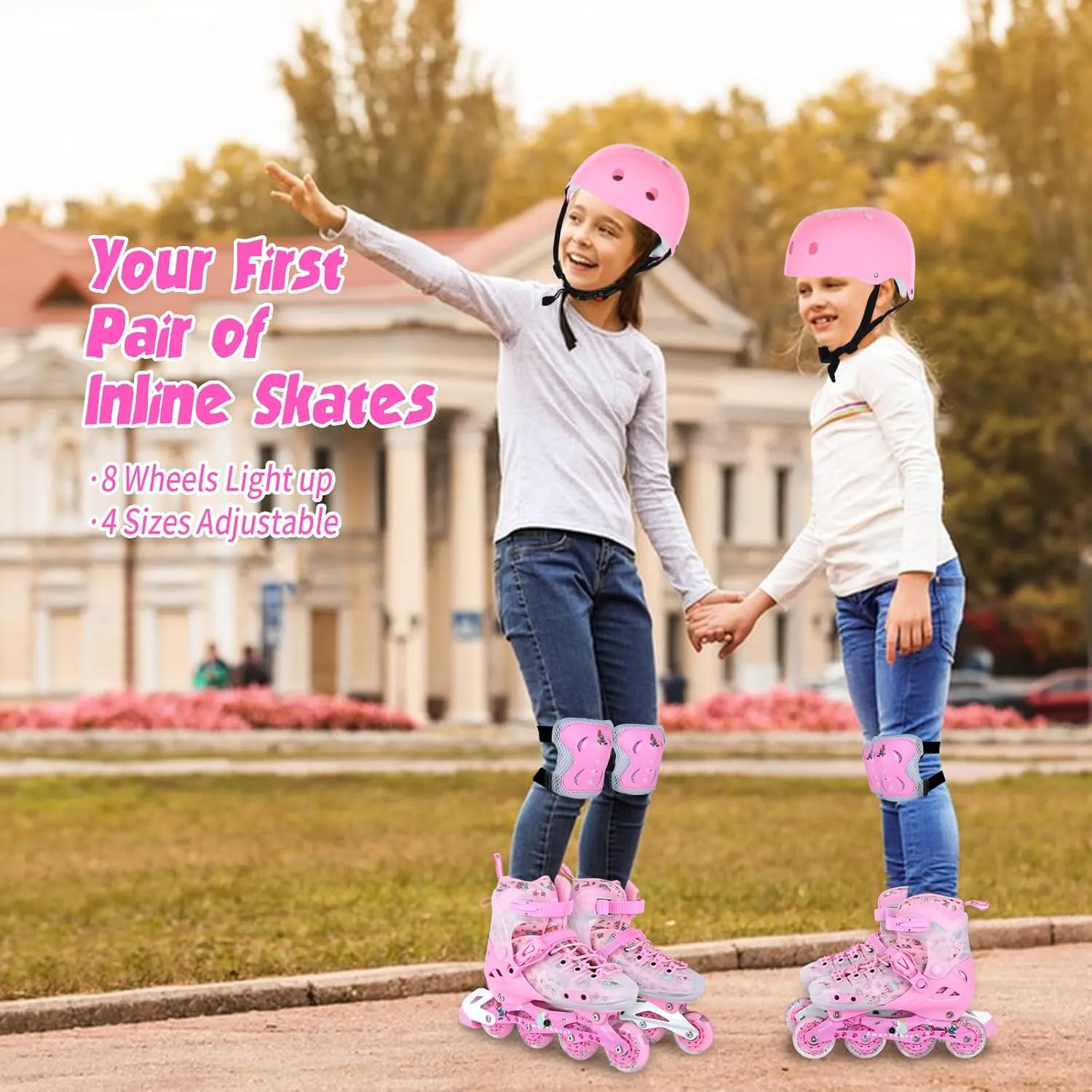Inline Skates, Adjustable Children Inline Skates with Light up Wheels for Kids, Girls, Boys, Teens, Beginner & Advance | with Protective Gears and Carry Bag