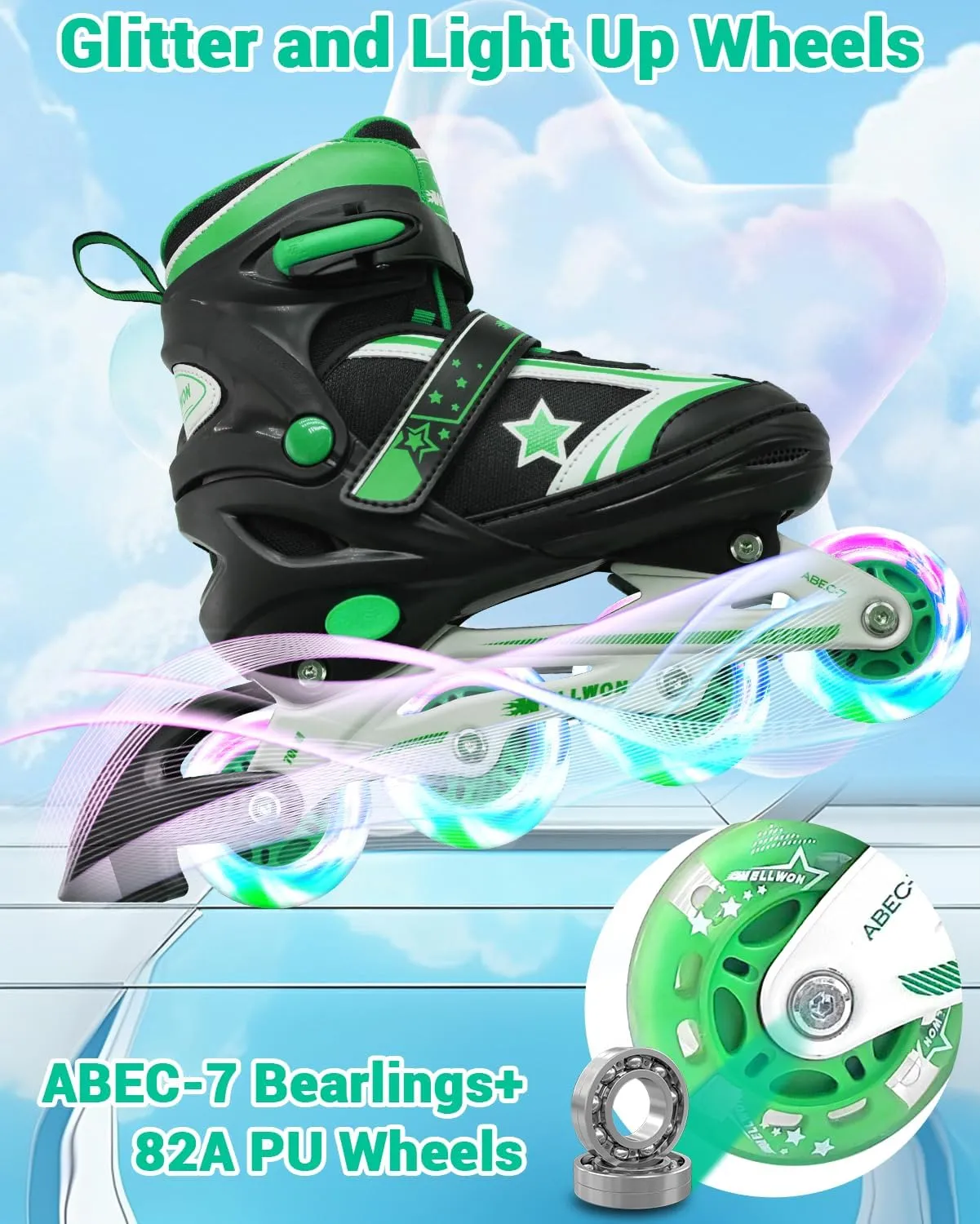 Inline Skates for Boys Girls, Adjustable Kids Roller Skates for Beginner