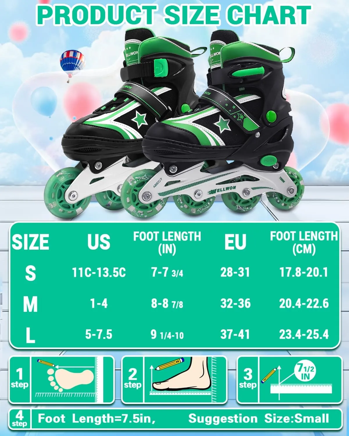 Inline Skates for Boys Girls, Adjustable Kids Roller Skates for Beginner