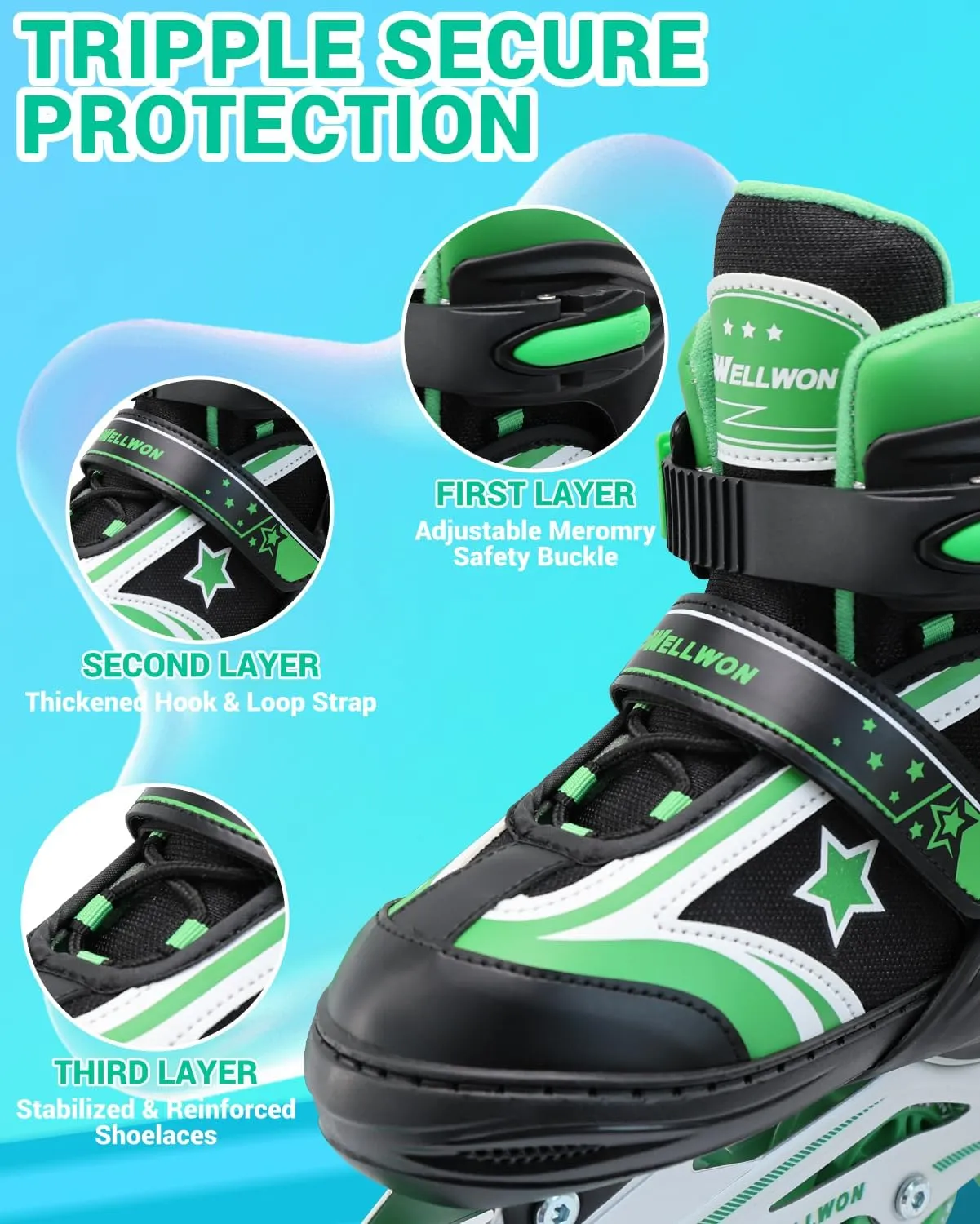 Inline Skates for Boys Girls, Adjustable Kids Roller Skates for Beginner