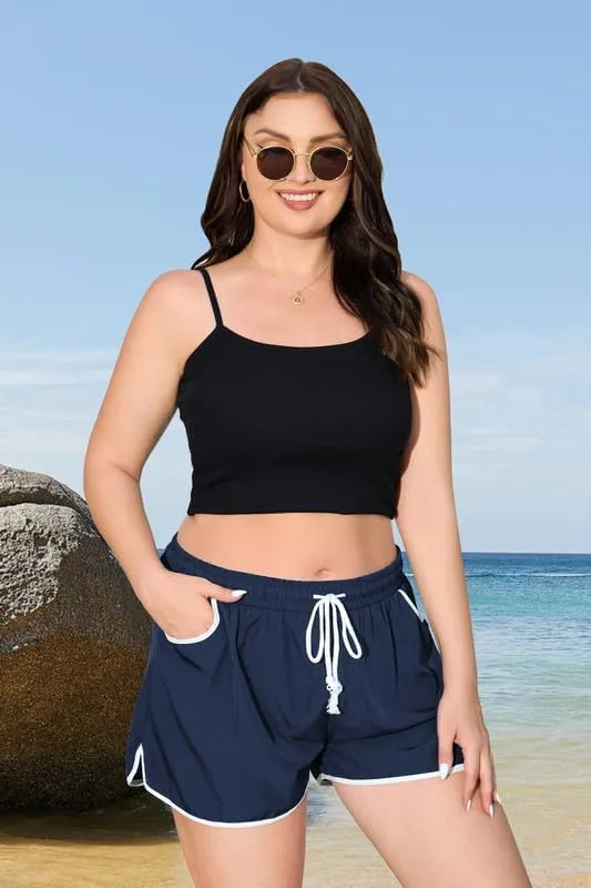 IN'VOLAND Women's Plus Size Swim Shorts Quick Dry Beach Boardshorts Swimwear Bottom Trunks with Pockets 2025