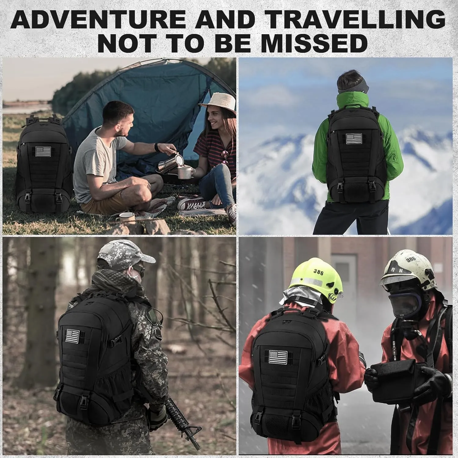 Jueachy Tactical Backpack for Men Hiking Day Pack Molle Military Rucksack Waterproof 30L EDC Bag with USA Flag Patch