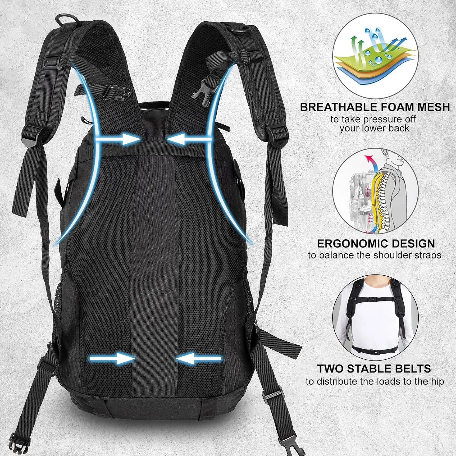 Jueachy Tactical Backpack for Men Hiking Day Pack Molle Military Rucksack Waterproof 30L EDC Bag with USA Flag Patch