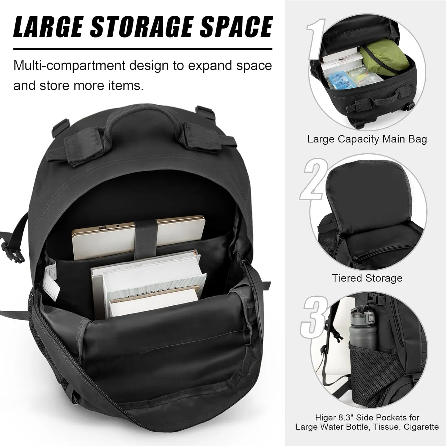 Jueachy Tactical Backpack for Men Hiking Day Pack Molle Military Rucksack Waterproof 30L EDC Bag with USA Flag Patch