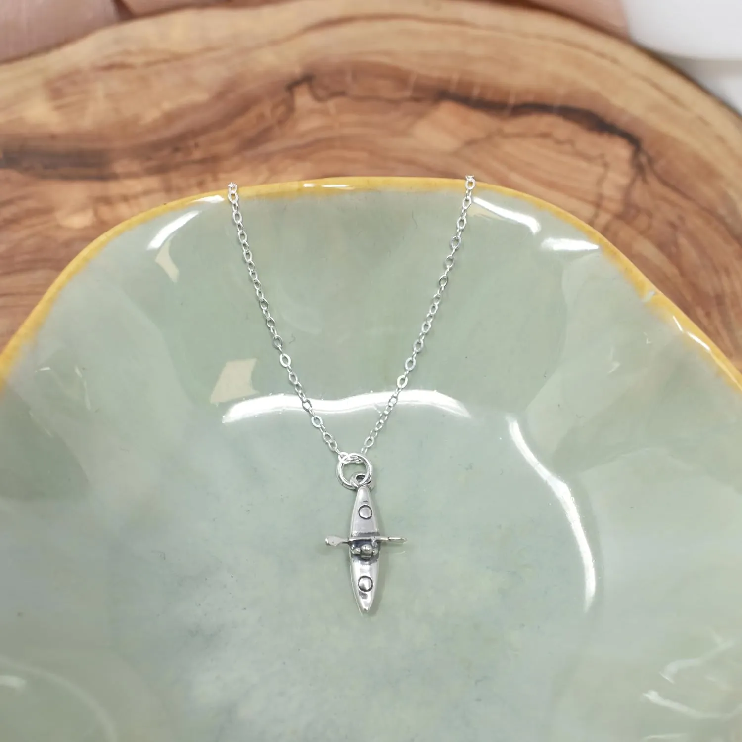 Kayak Necklace in Sterling Silver for Her. Kayaking Gifts. Kayak Jewelry. Kayak Pendant. Gift for Her