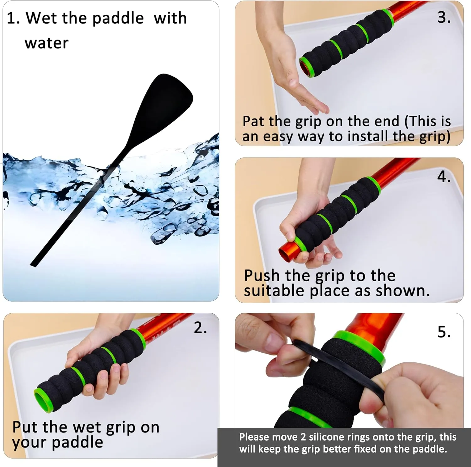 Kayak-Paddle-Grips-2-Pack - No-Slip Oar-Grip for Take-Apart Paddles,Blister Prevention Kayaking Accessories(Diameter 30mm/1.18 inches)
