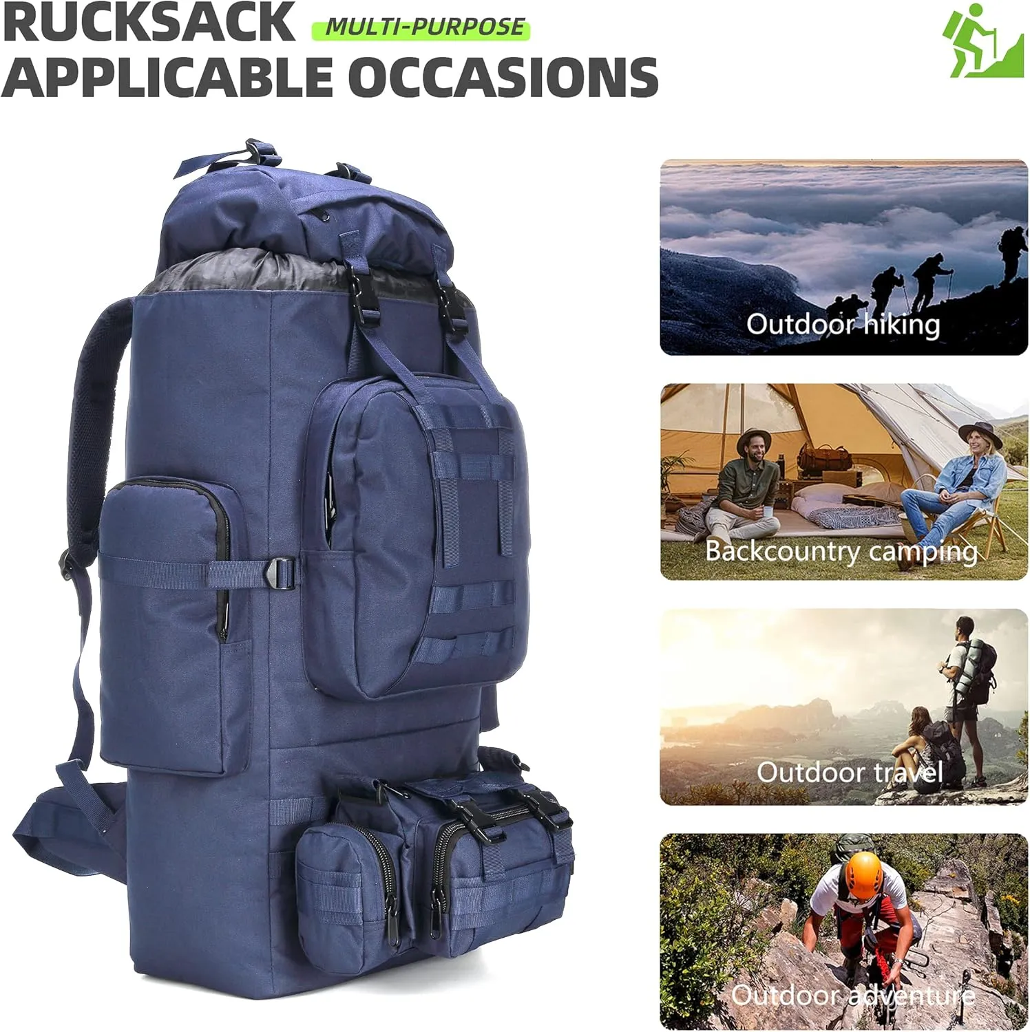 King'sGuard 100L Camping Hiking Backpack Molle Rucksack Military Camping Backpacking Daypack