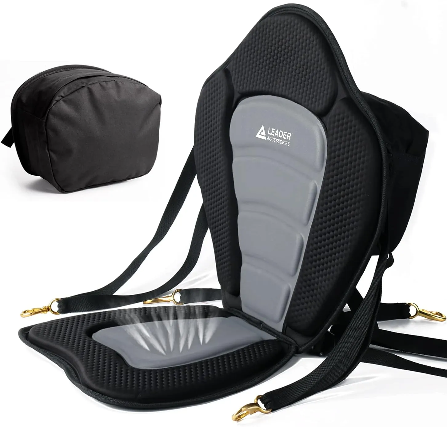 Leader Accessories Kayak Seats Paddle Board Seat Universal Padded Canoe SUP Seat with Back Support - Deluxe Kayak Chair Seat Cushion with Storage Bag