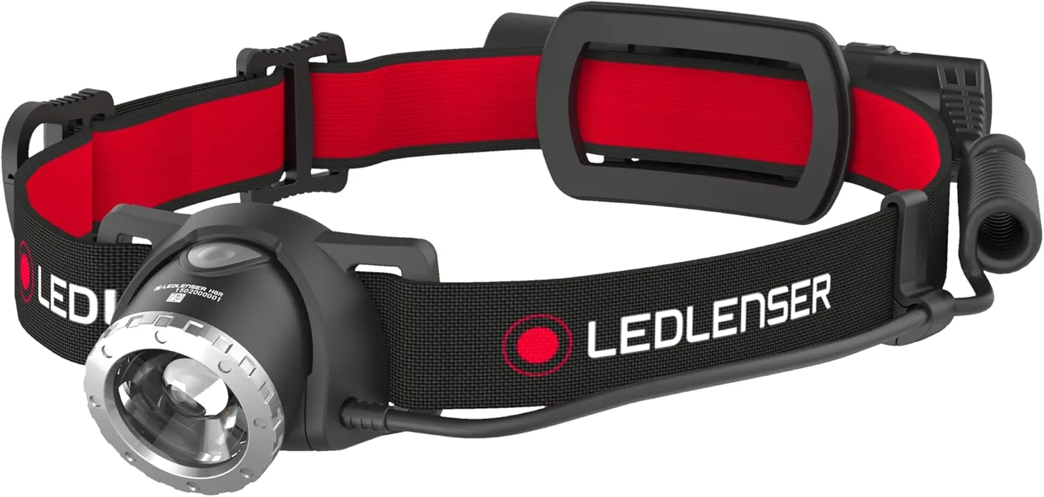 Ledlenser, H8R Lightweight Multipurpose Rechargeable Headlamp, High Power LED, 600 Lumens, Hands-Free Light for Everyday, Work, Home, Outdoor, Camping, Black