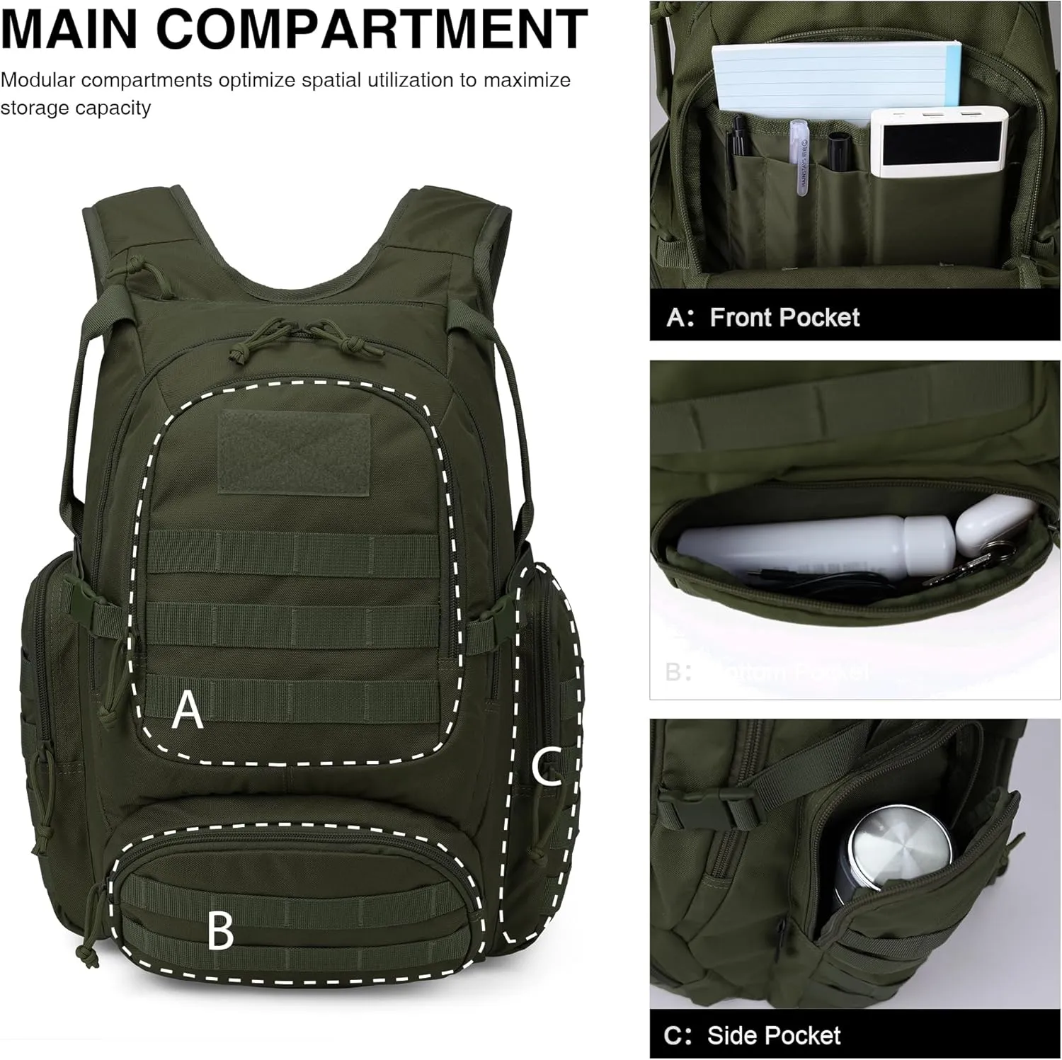 Mardingtop 25L Tactical Backpacks Molle Hiking daypacks for Camping Hiking Military Traveling Motorcycle
