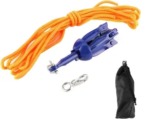 Marine Folding Anchoring Kit, Fydun 4Tine Anchor Rope Hook Watercraft Accessory Grapnel Anchor Kit for Small Boats, Kayaks, PWC, Jet Ski, Paddle Boards