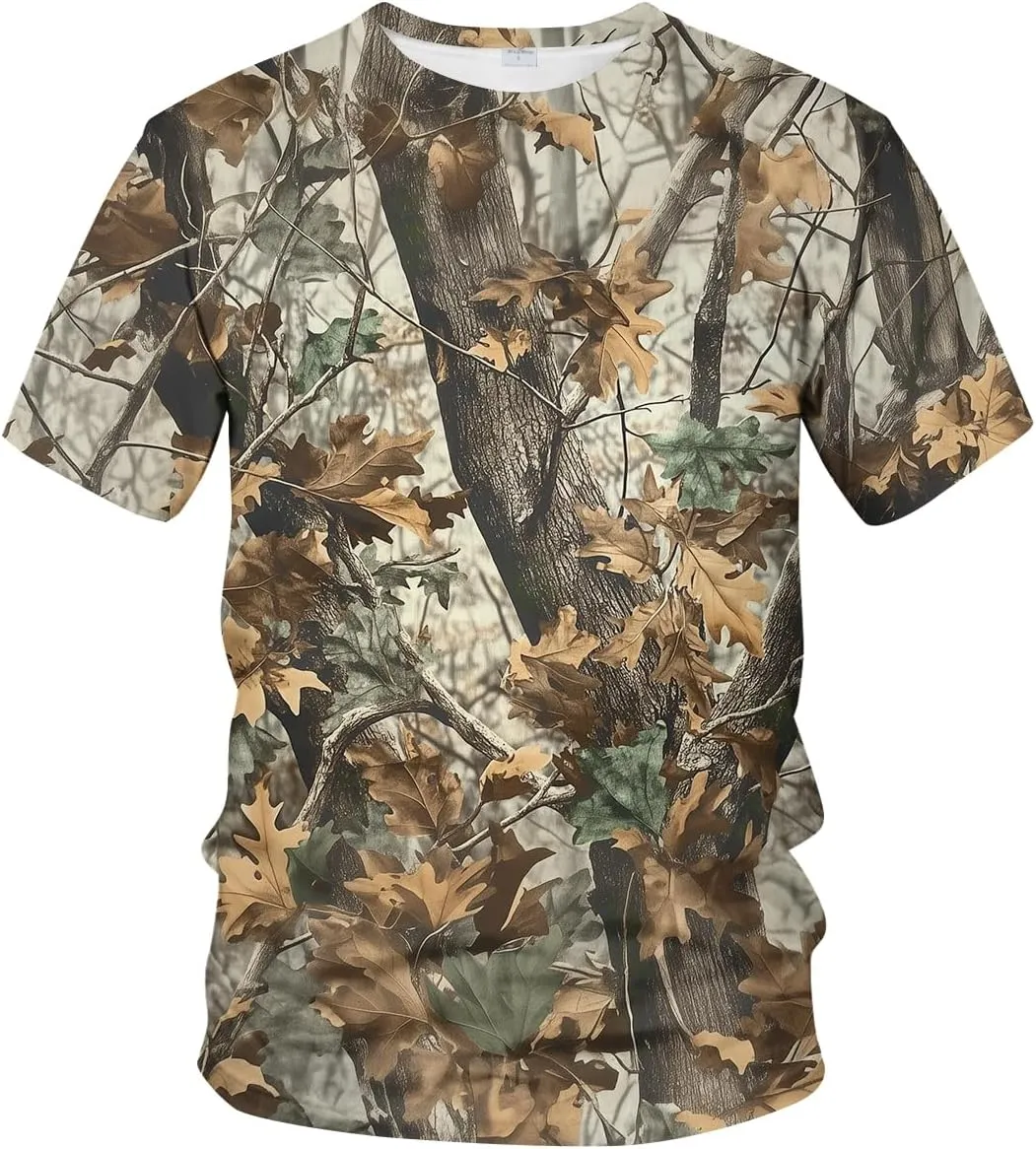 Men's Camo T Shirt Hunting Shirts Short Sleeve Fishing Camouflage Shirt