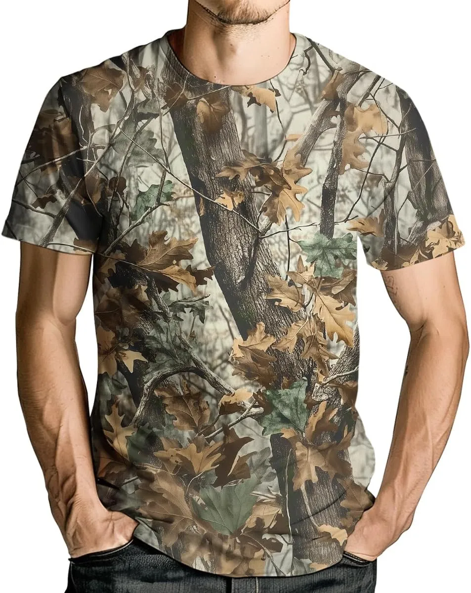 Men's Camo T Shirt Hunting Shirts Short Sleeve Fishing Camouflage Shirt