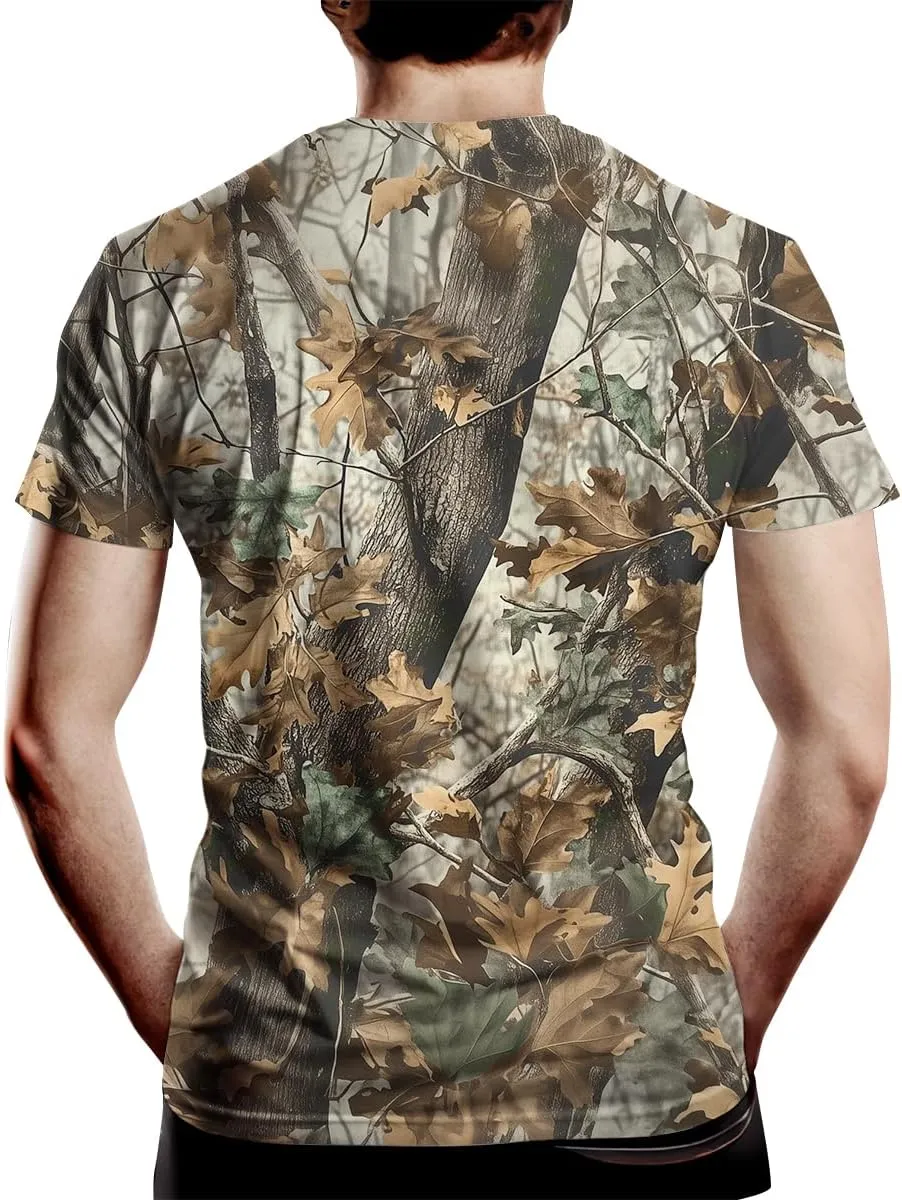 Men's Camo T Shirt Hunting Shirts Short Sleeve Fishing Camouflage Shirt