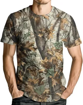 Men's Camo T Shirt Hunting Shirts Short Sleeve Fishing Camouflage Shirt