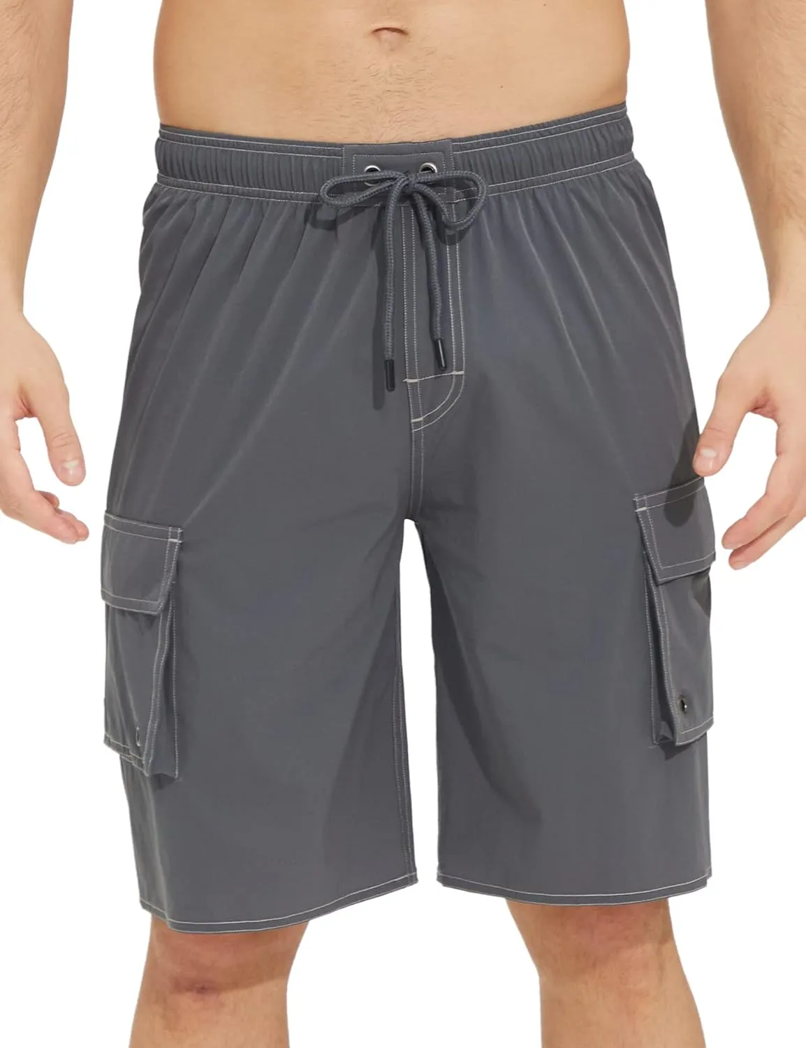 Mens Long Board Shorts Compression Liner 10 Inch Inseam Beachwear